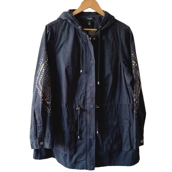 Torrid Black Jacket with Embellished Sleeves - Picture 1 of 12